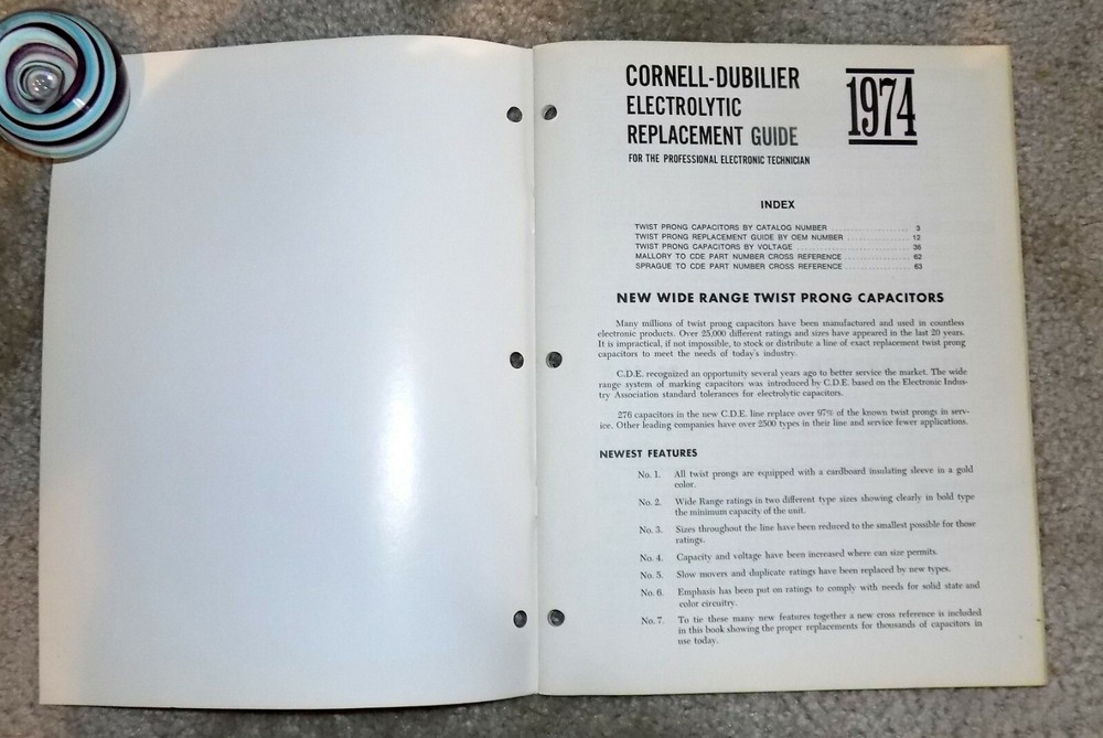 Orig 1974 CDE Cornell-Dubilier Electrolytic Replacement Guide Catalog