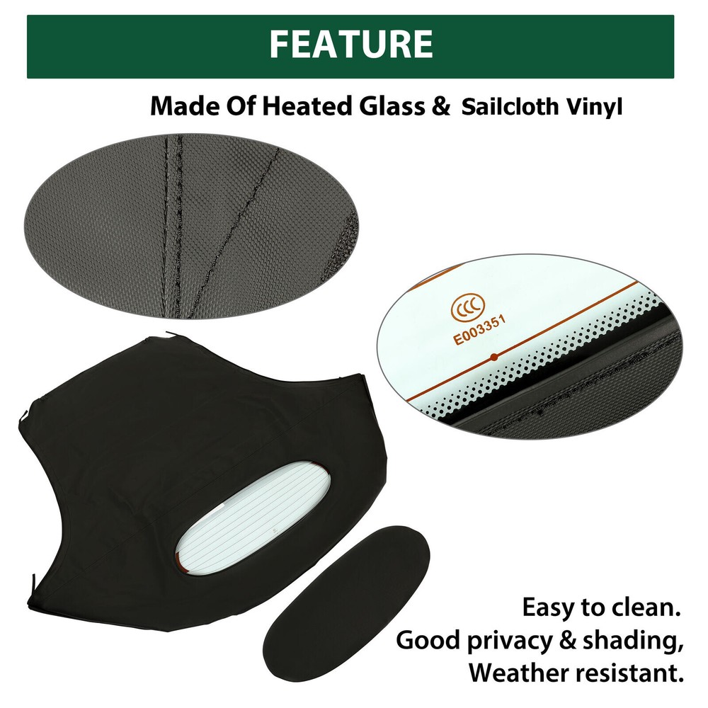 For Mitsubishi Eclipse 2000-05 Convertible Soft Top & Heated Glass window Black