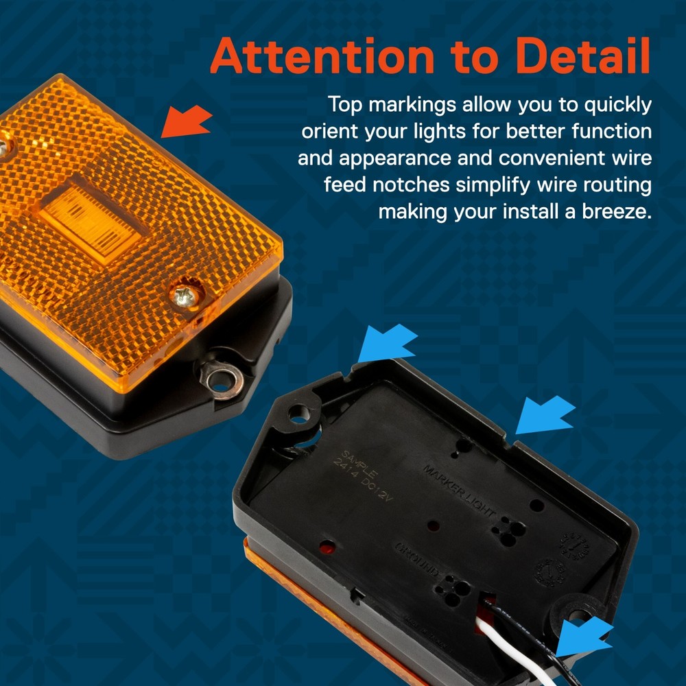 DOT Surface Mount Amber LED Side Marker Light for Utility Boat Trailers Over 80