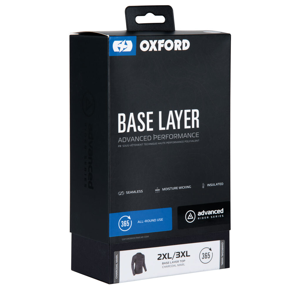 Oxford Advanced Base Layer Multi-season Motorcycle Base Layer Top - Charcoal