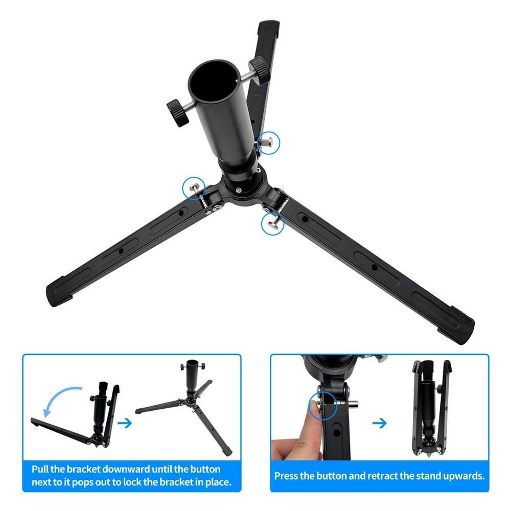 Prism Pole Stabilizer, Foldable Stakeout Pole Guide, 5/8-11 Female Fixed Holder