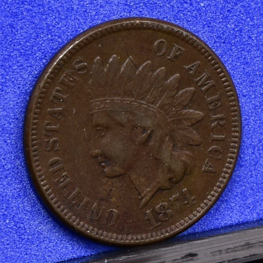 1874 Indian Cent - V Ch VF (#57416-L)