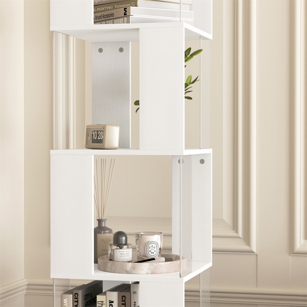 5-Tier Rotating Bookshelf Floor Rack Freestanding Bookcase Storage Display Rack