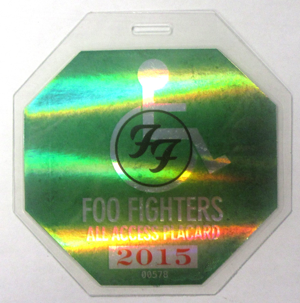 green 2015 FOO FIGHTERS laminate ALL ACCESS backstage pass
