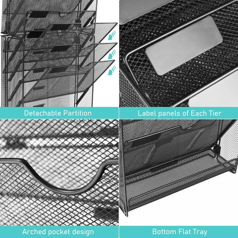 Wall File Organizer, 10 Pockets Mesh Hanging File Organizer, Wall Mount File