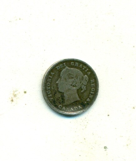 An OLD SILVER 5 CENT COIN from CANADA DATING 1885