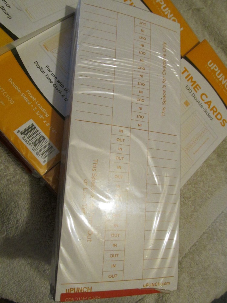 New SEALED 500 uPunch Certified Digital Time Clock Cards Front Loading 2 sided