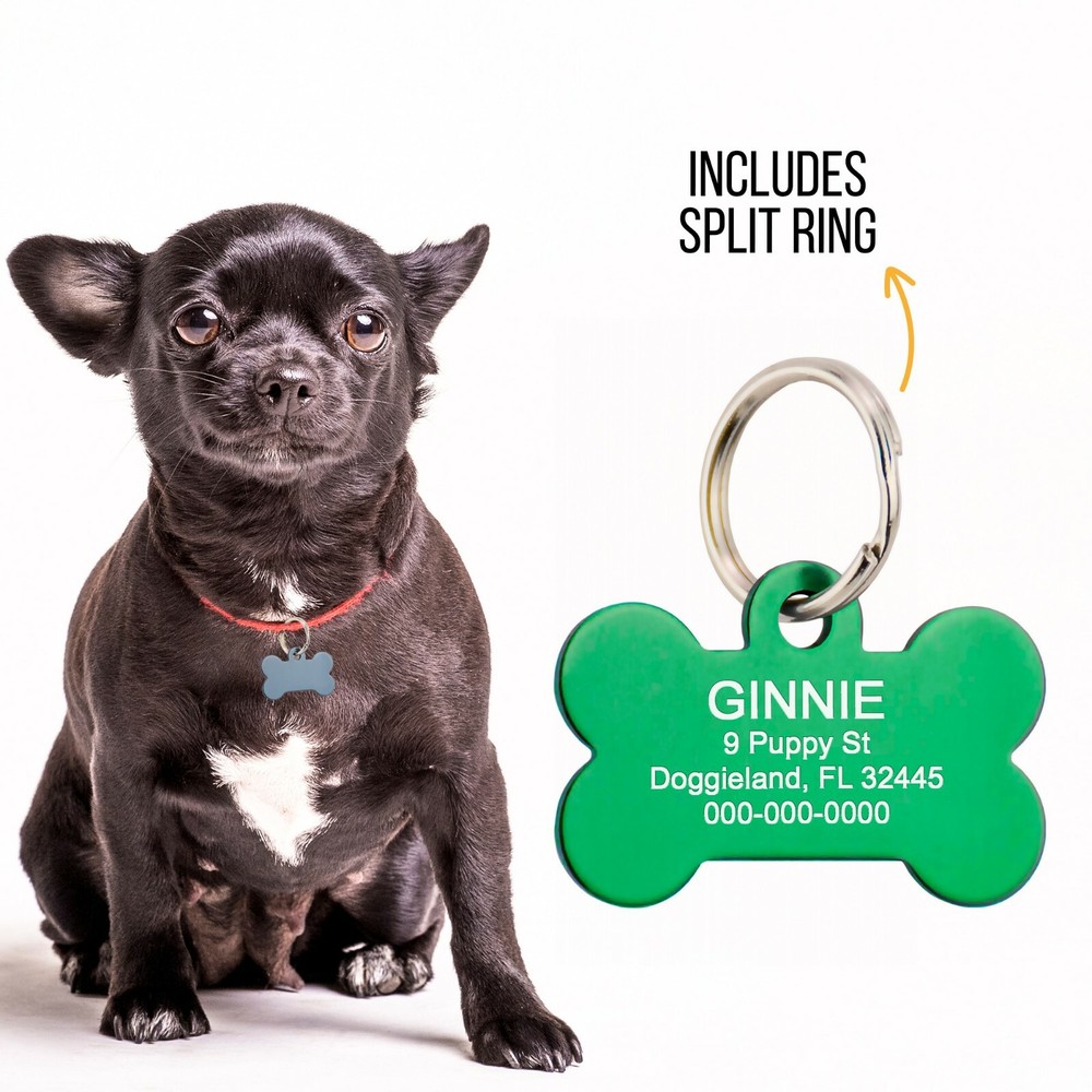 Dog Pet ID Tags Personalized Name Bone Shape Tag Custom Engraved
