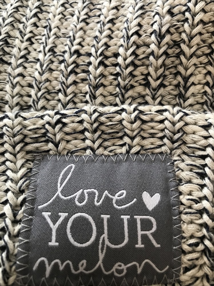 Love Your Melon cuffed White Gray Hat Beanie