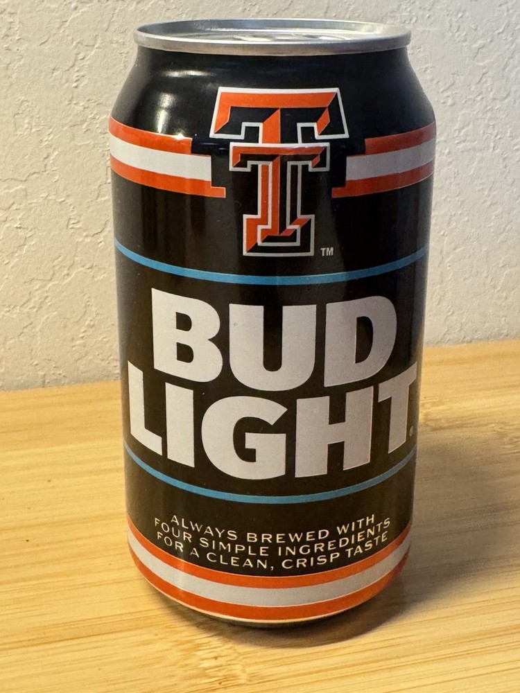 2025 Texas Tech Bud Light - limited edition empty Beer Can - Bottom Opened