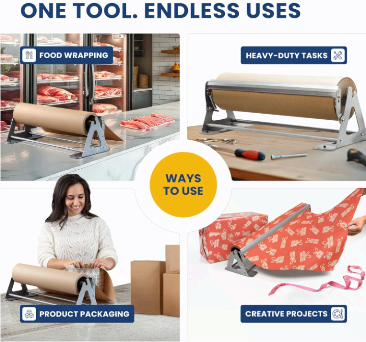 36" Paper Roll Dispenser & Cutter, Wall/Table Mount, Heavy Duty