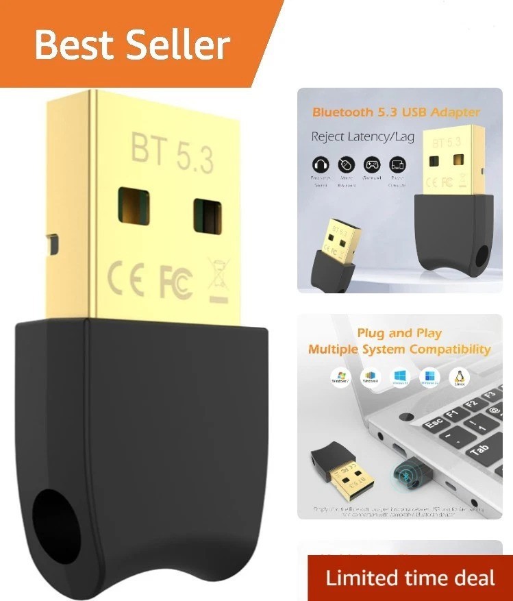 Ultra-Compact Bluetooth 5.3 USB dongle - Reliable Connectivity for Windows/Linux