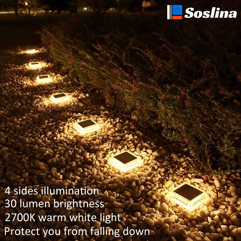 Solar Powered Deck Lights Driveway Walkway Dock Light Step Lamp Decoration
