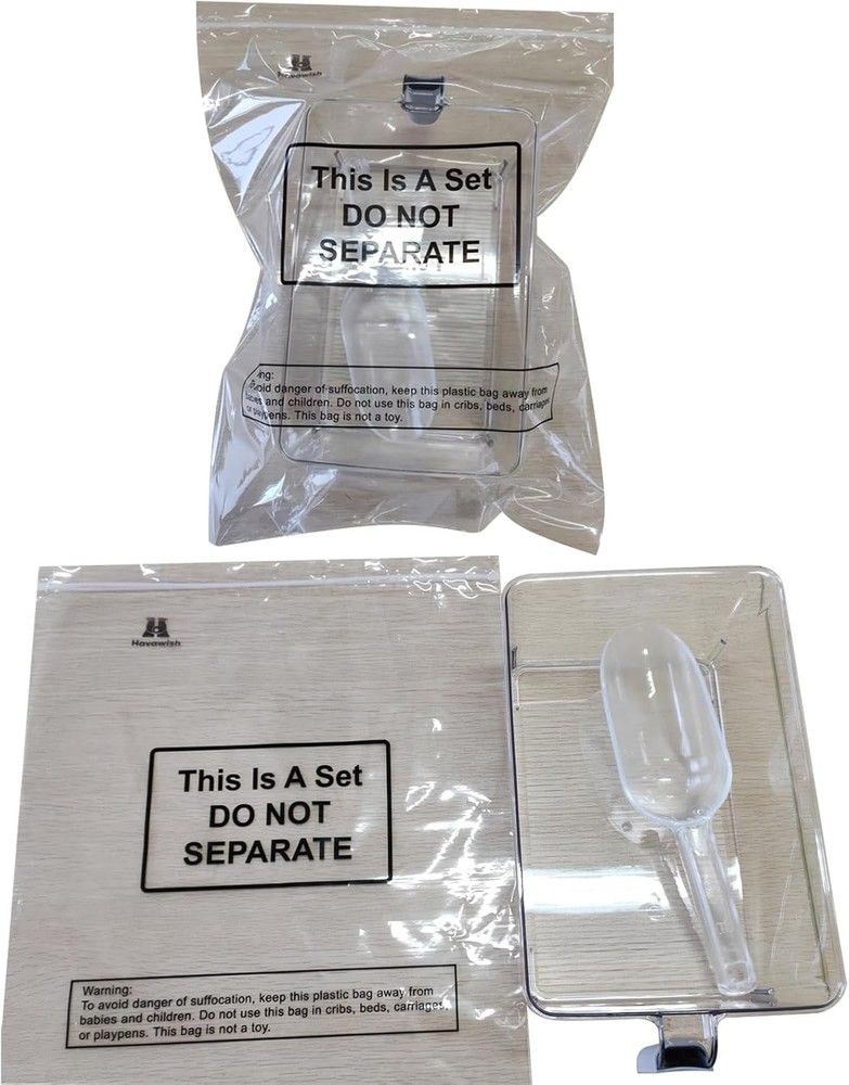 2 Set Ice Storage Bin & Flexible Scoop Set Plastic Freezer Bin W/ Pull out