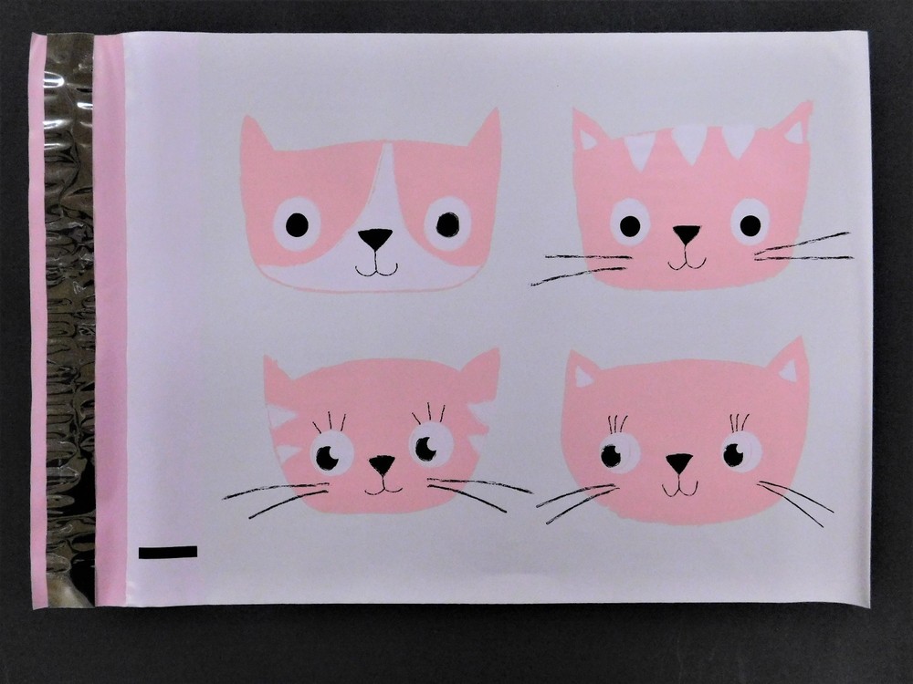 100 10x13 Designer Pink CATS Mailer Poly Flat Plastic Shipping Envelope Bag