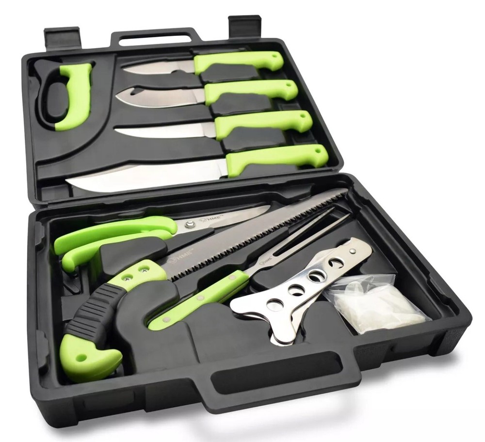 HME Game Processing Kit 12 Pc - w/ Case & Cut Board Deer Elk Hunting Bowhunter