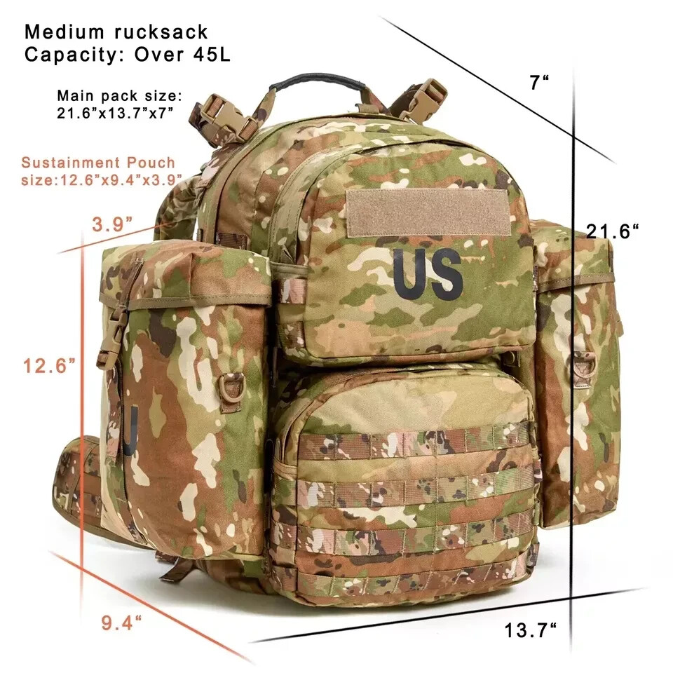 MT Military MOLLE II Medium Rucksack ABS Frame Detachable Side Pouches