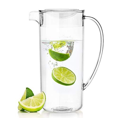 2 Quarts Plastic Pitcher With Lid, Clear Plastic Pitcher Great Without Infuser