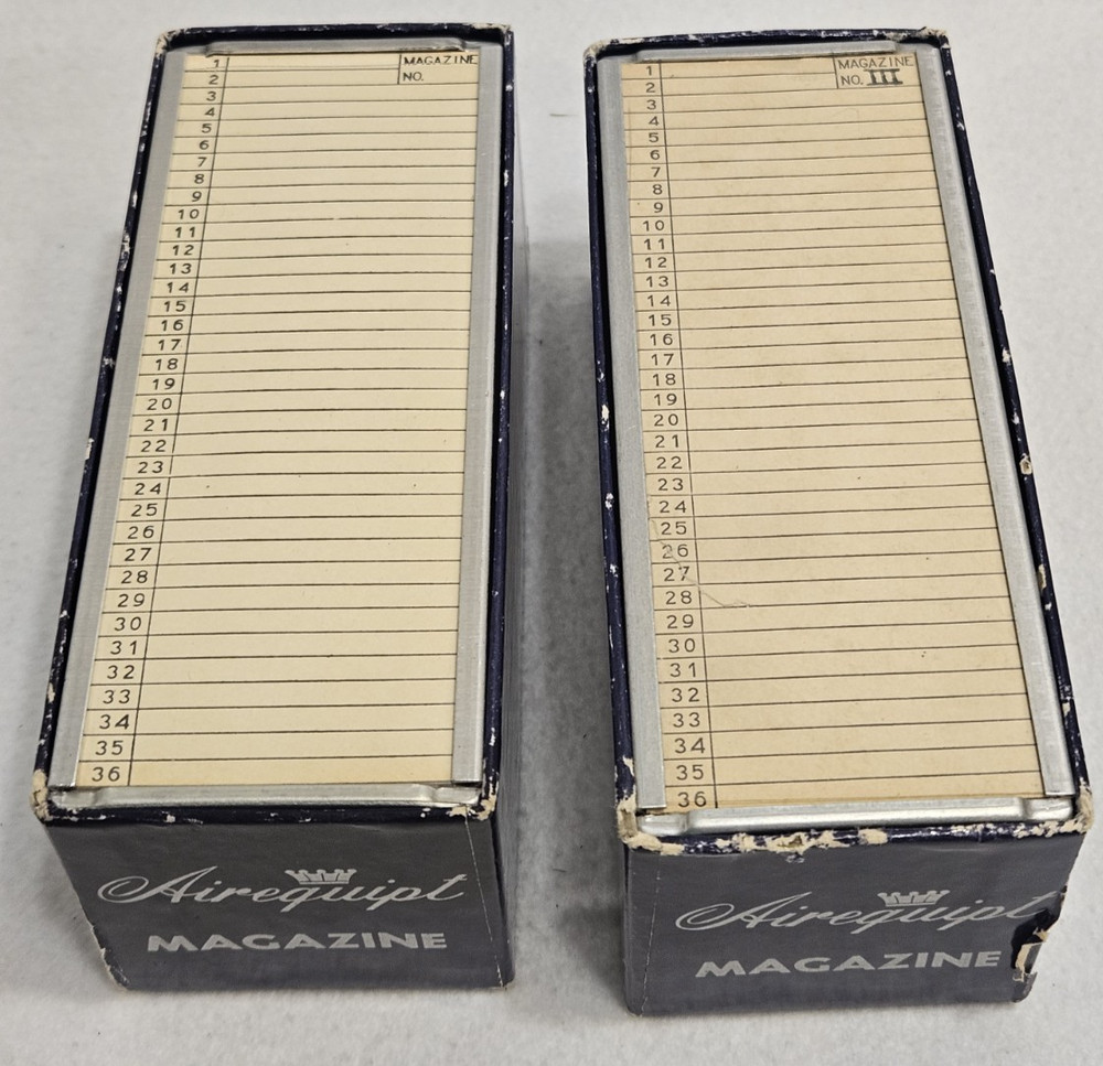 2 Airequipt Automatic Slide Magazines - For 2"/2" Slides - 36 Slides Each