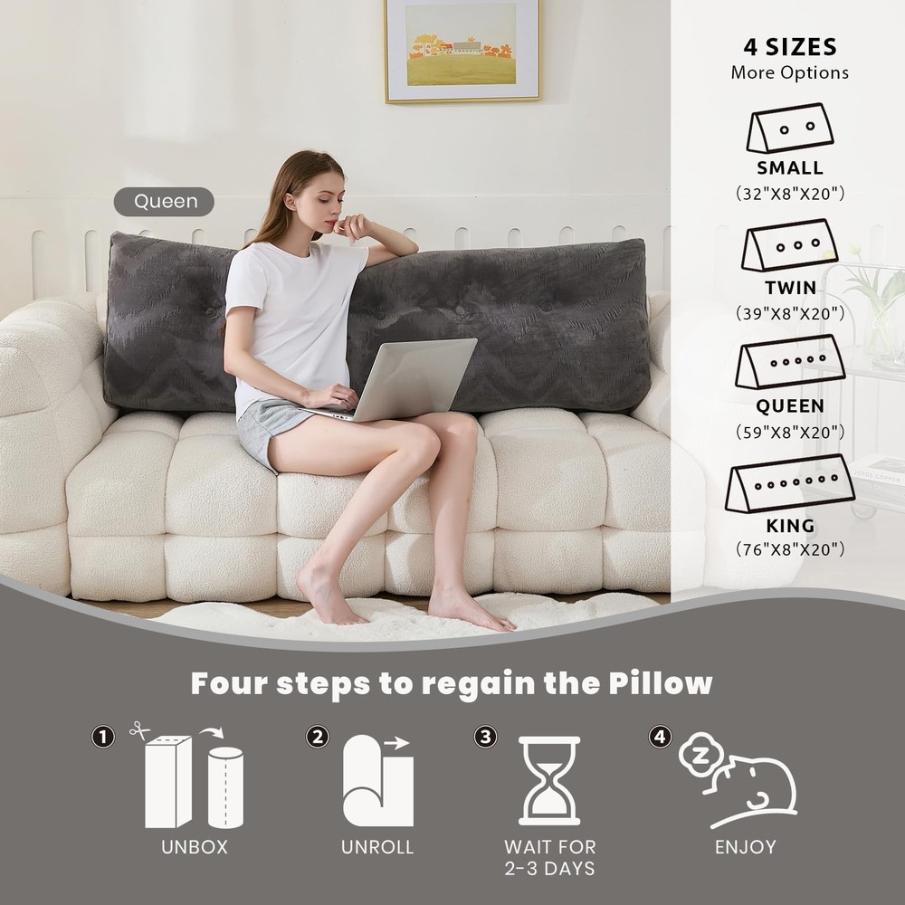 Headboard Pillow for Bed,Triangular Wedge Pillow Headboard Soft Support While...