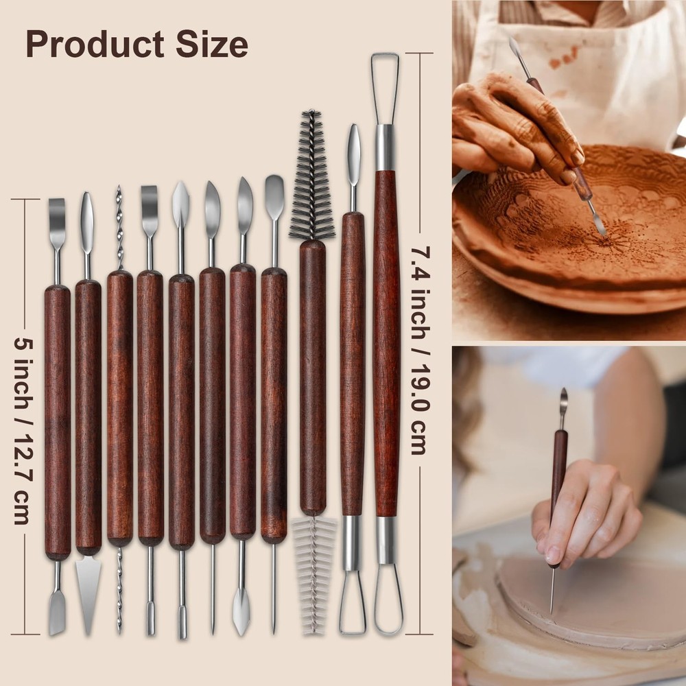 Clay Tools Kit, 43 PCS Red Pottery Tools, Practical Polymer Clay Sculpting To...