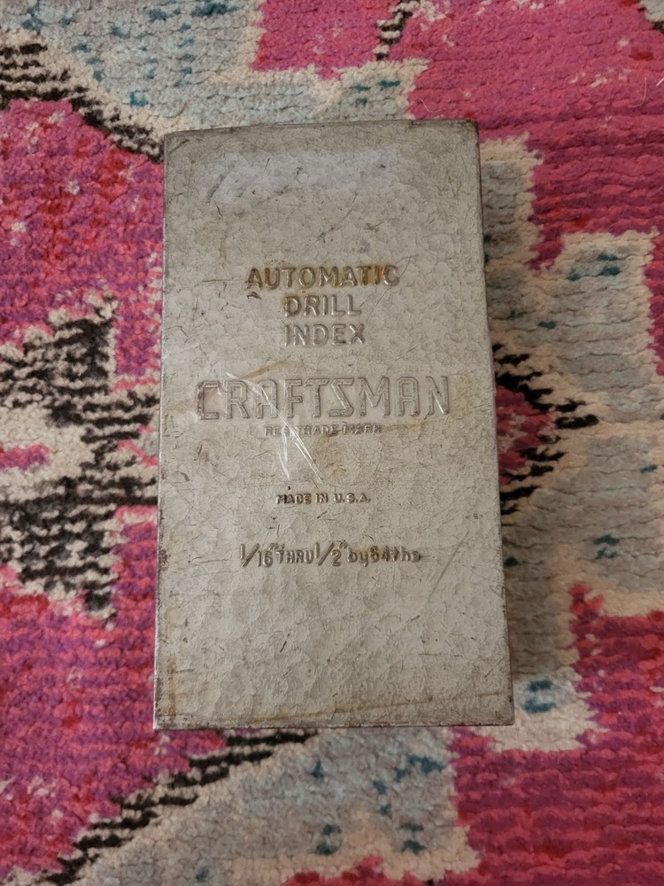 Vintage Craftsman Automatic Drill Index retro box of drill bits COMPLETE read