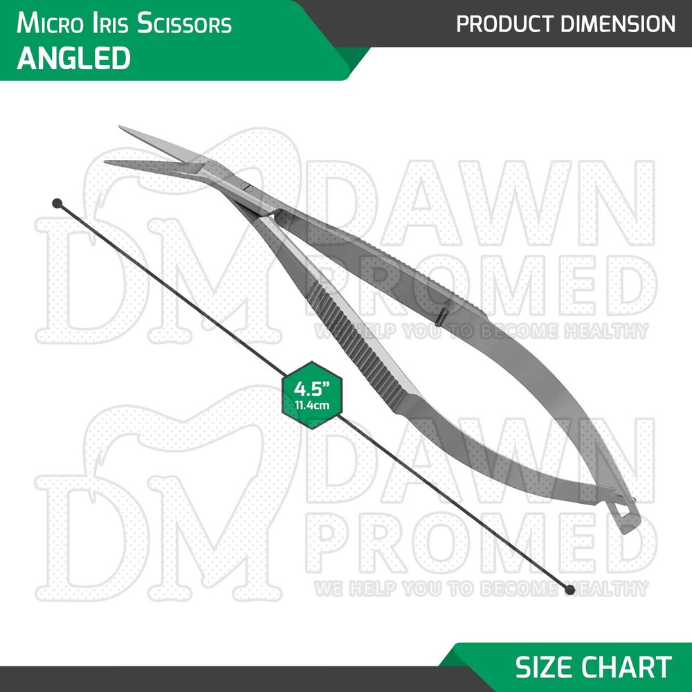 Micro Iris Scissors 4.5" Angled Sharp Blades Ophthalmic & Lab Instruments