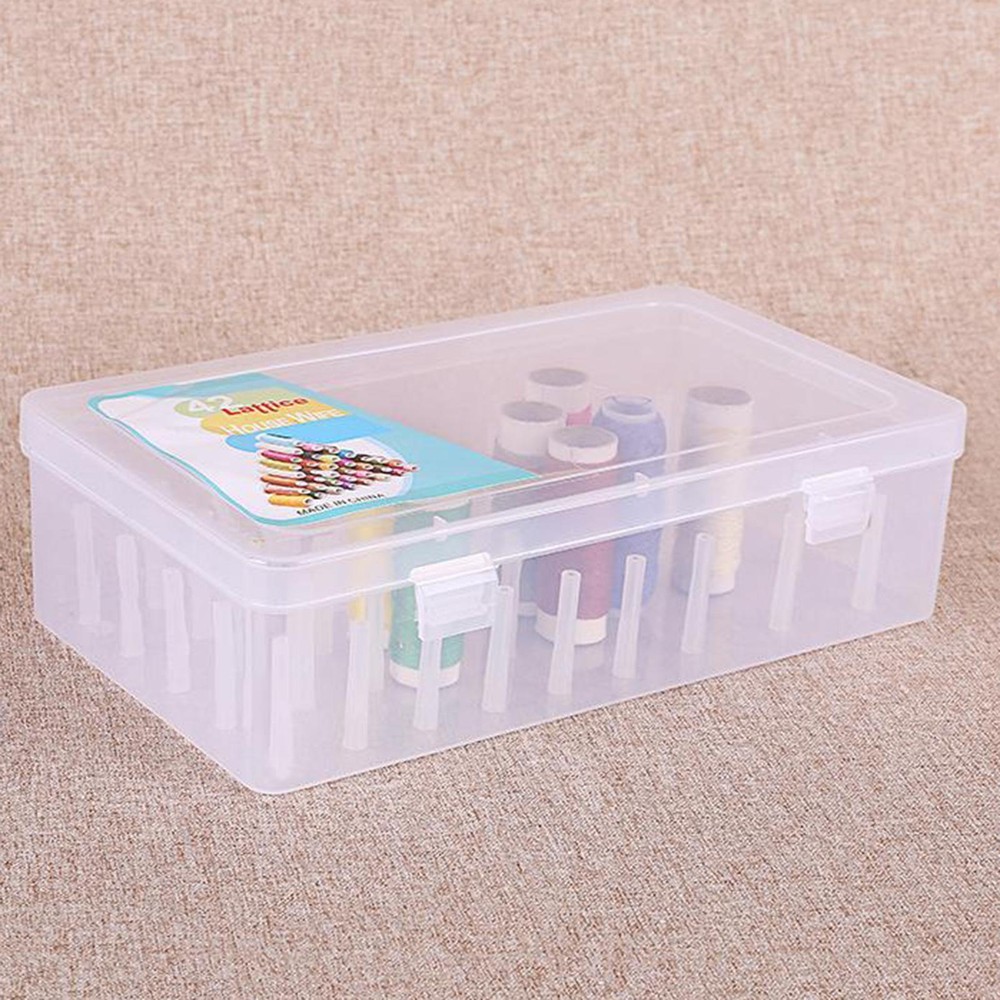 Sewing Thread Storage Box 42 Pieces Spools Bobbin Carrying Case Container Holder