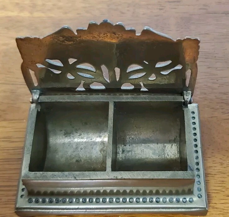 Vintage Brass Stamp Box Sunflower
