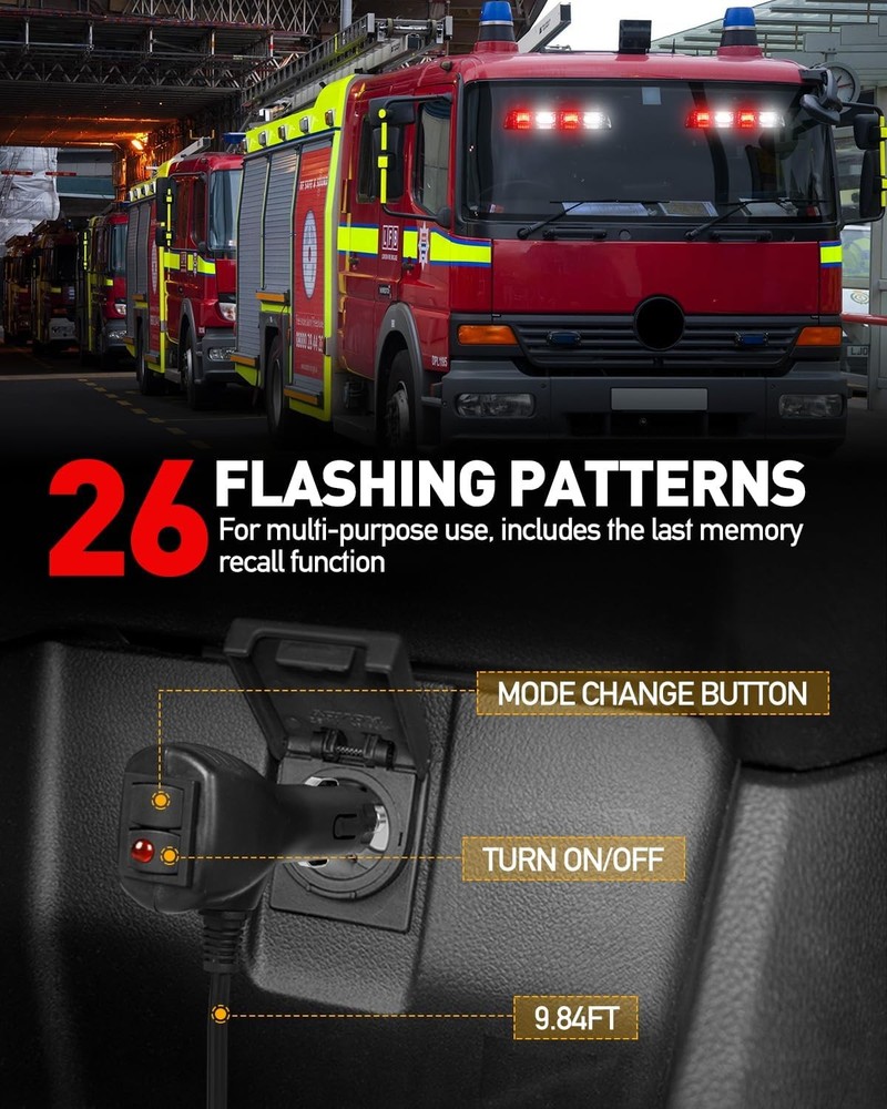 Emergency Warning Dash Lights 48LED Red White 2x8.5