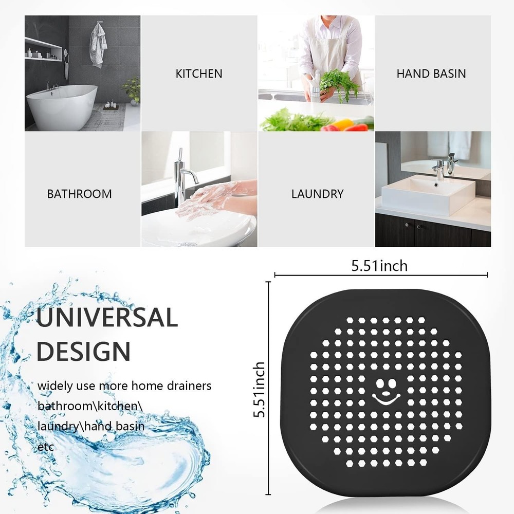 Modern Silicone Hair Stopper with Suction Cup - 2 Pack Shower Drain Solution