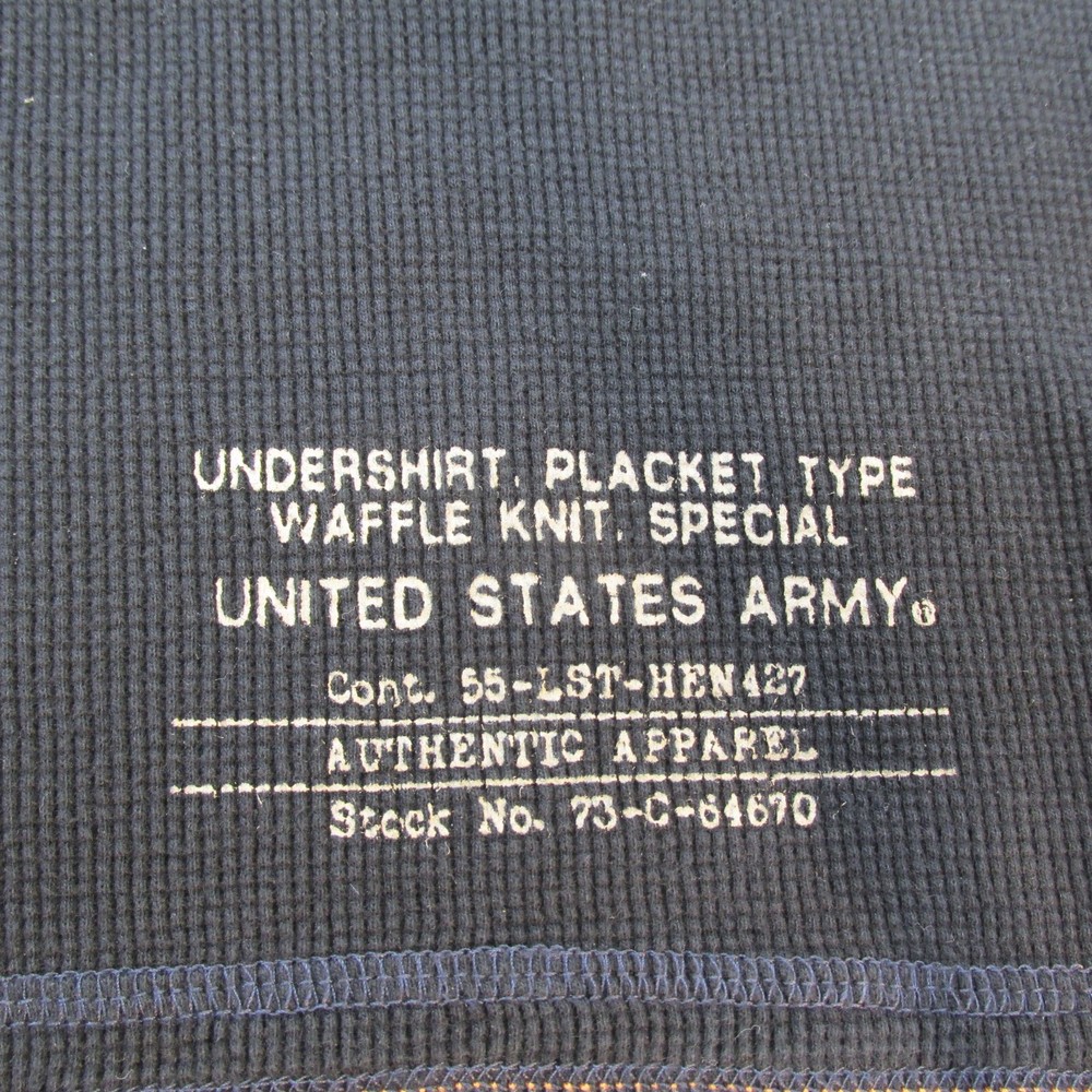 US. MILITARY ISSUE Black Undershirt Placket Typ WAFFLE KNIT SPECIAL SHIRT MEDIUM