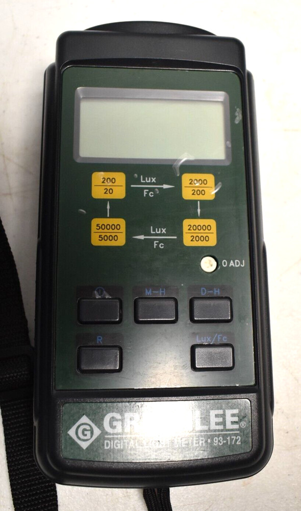 Greenlee Digital Light Meter 93-172 w/Case Lux sensor Lumens Brightness
