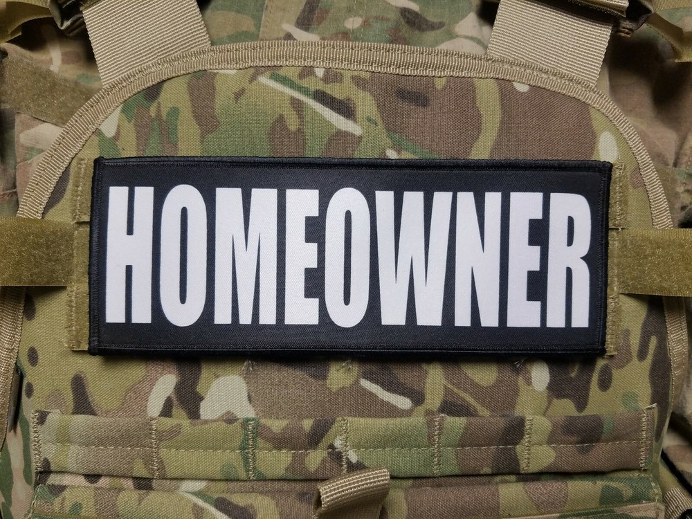 3x8 Homeowner Black White Tactical Hook Plate Carrier Placard Patch