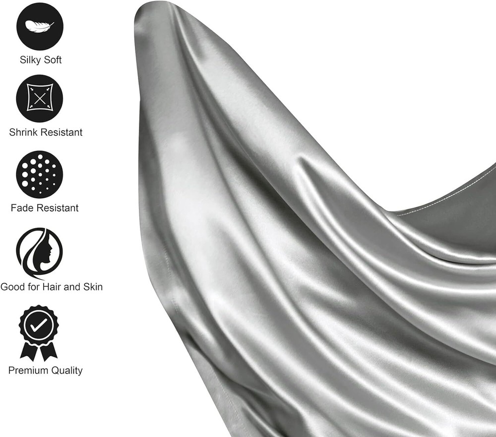 Lanest Housing Silk Satin Sheets, 4-Piece Queen Size Satin Bed Sheet Set with