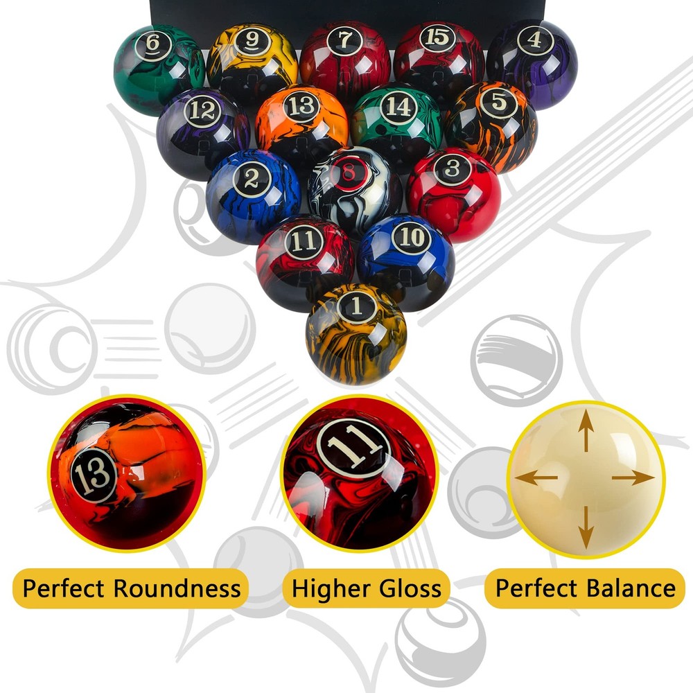 Billmart Premium Billiard Balls Pool Table Accessories 2-1/4 Regulation Size...
