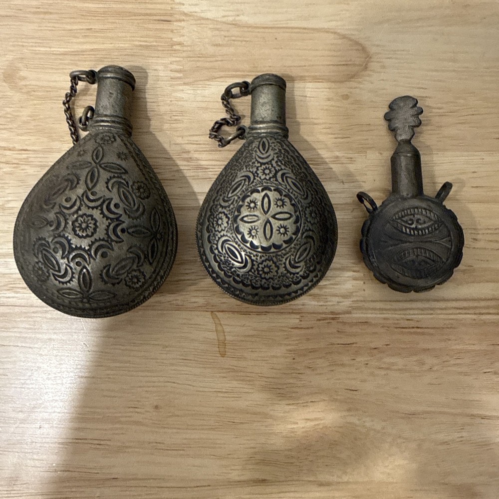 Indo-Persian/Ottoman Priming Powder Flasks - Set Of Three