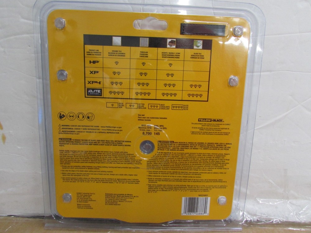 Dewalt Diamond Blade Continuous Rim XP 7" 2TOTAL DW4760 *New*