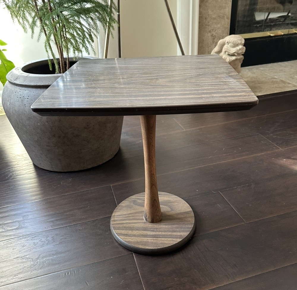 Mid-Century Atomic Walnut Tulip Side Table HTF