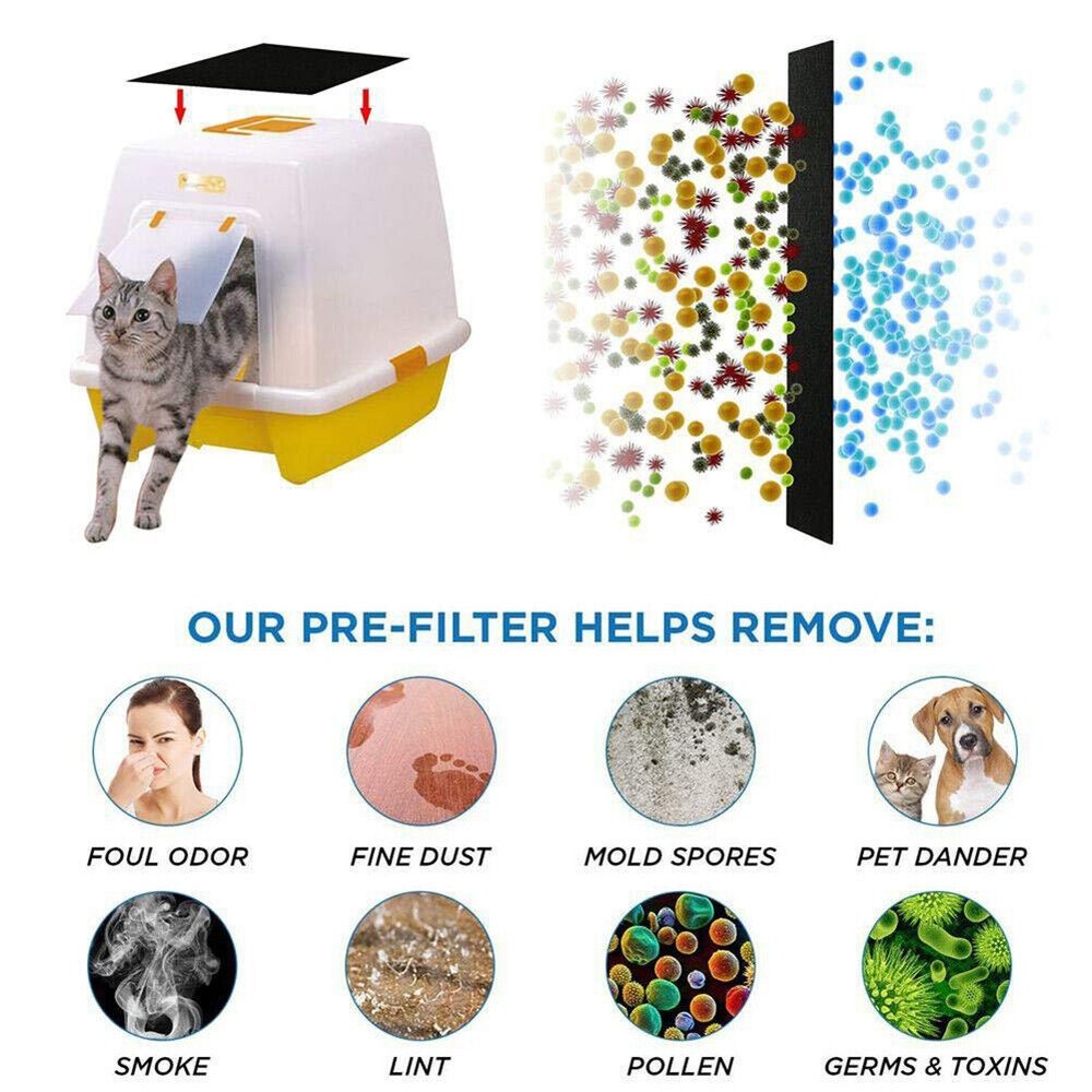 20Pcs Carbon Filter Replacement Filter Activated Charcoal Cat Litter Box Filters
