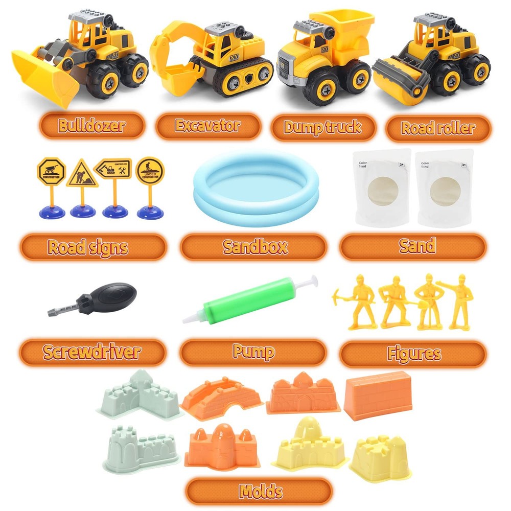 Play Construction Sand Kit,2.2lbs Magic Sand W/4 Large Take Apart Constructio...