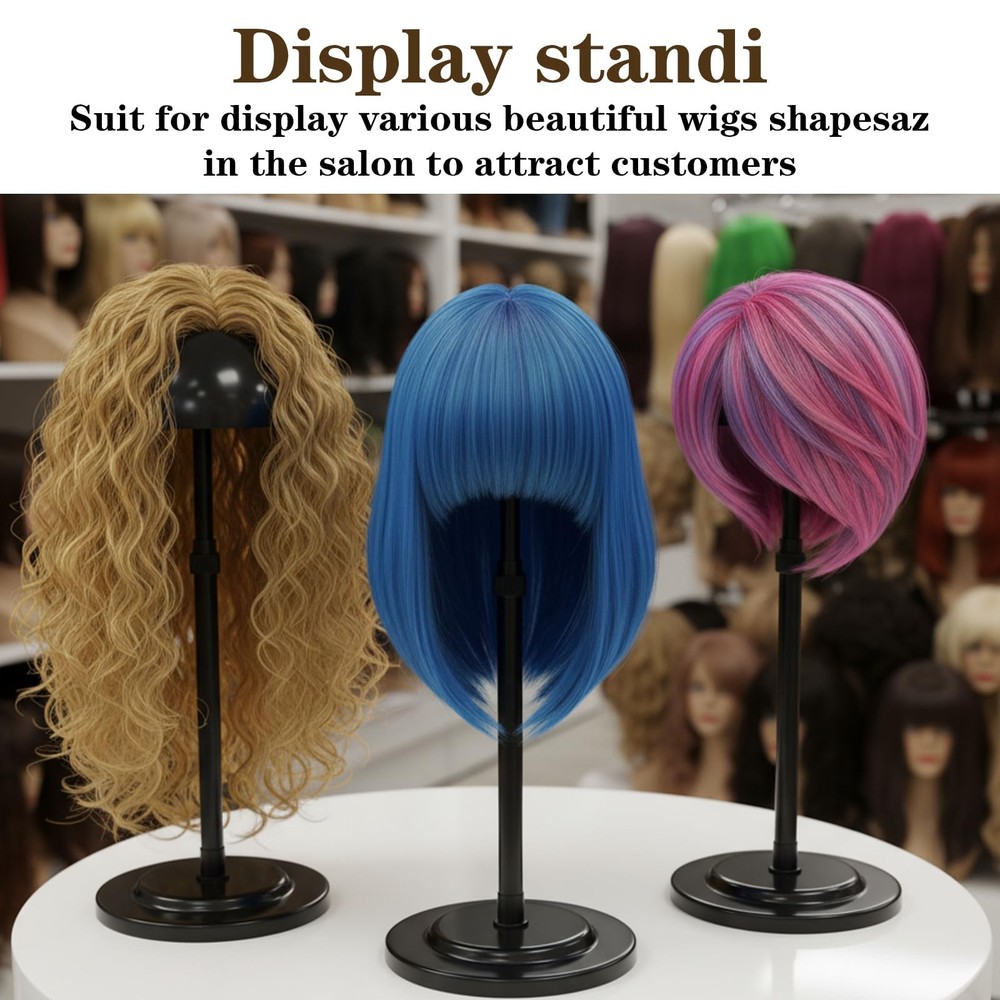 8 PCS Adjustable Wig Stands 9.8"-18.9" Height Plastic Expandable Wig Head Hol