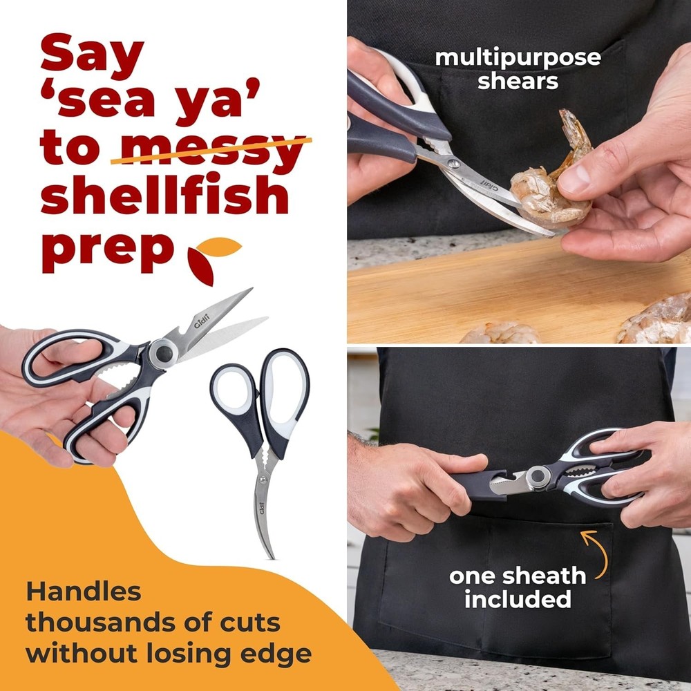 Kitchen Shears by - Liftime Replacement * - Includes Seafood Scissors As a Bo...