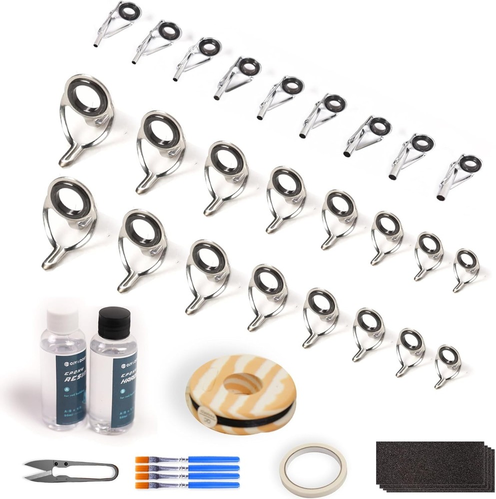 All-in-One Fishing Pole Eyelets Replacement Kit - Includes Epoxy & Instructions