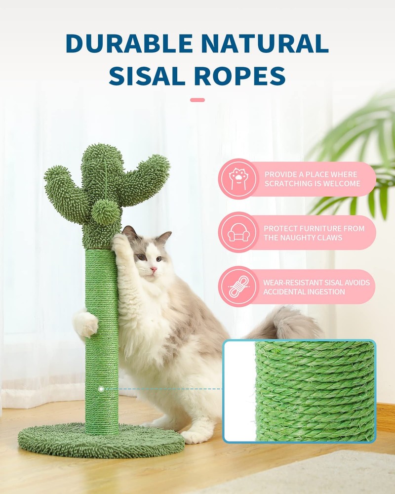 Made4Pets Cat Scratching Post Cactus Cat Scratcher Kitten Scratching Post with