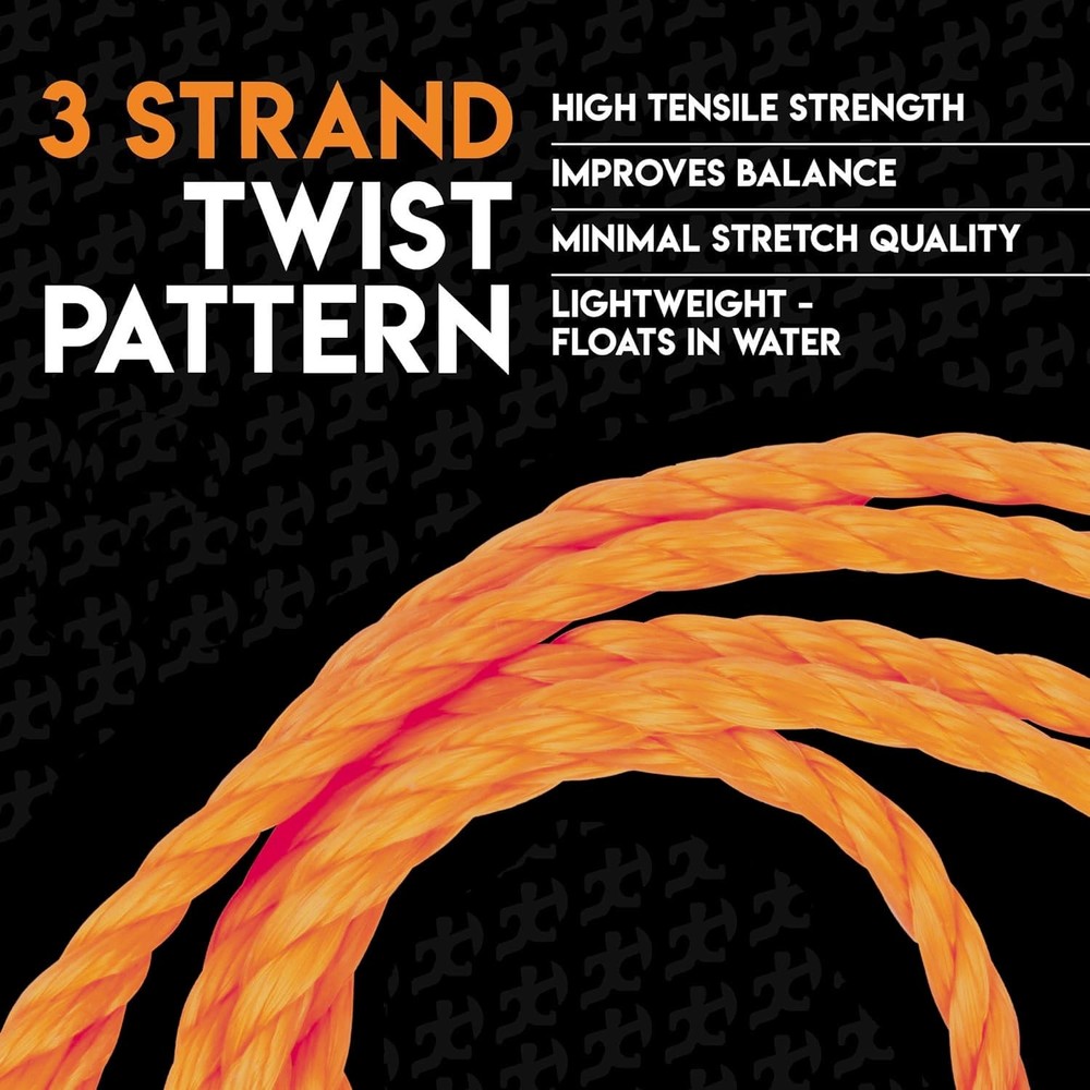 Twisted Polypropylene Rope - 1/4 Floating Poly Pro Cord 100 Ft - Ideal for Cr...