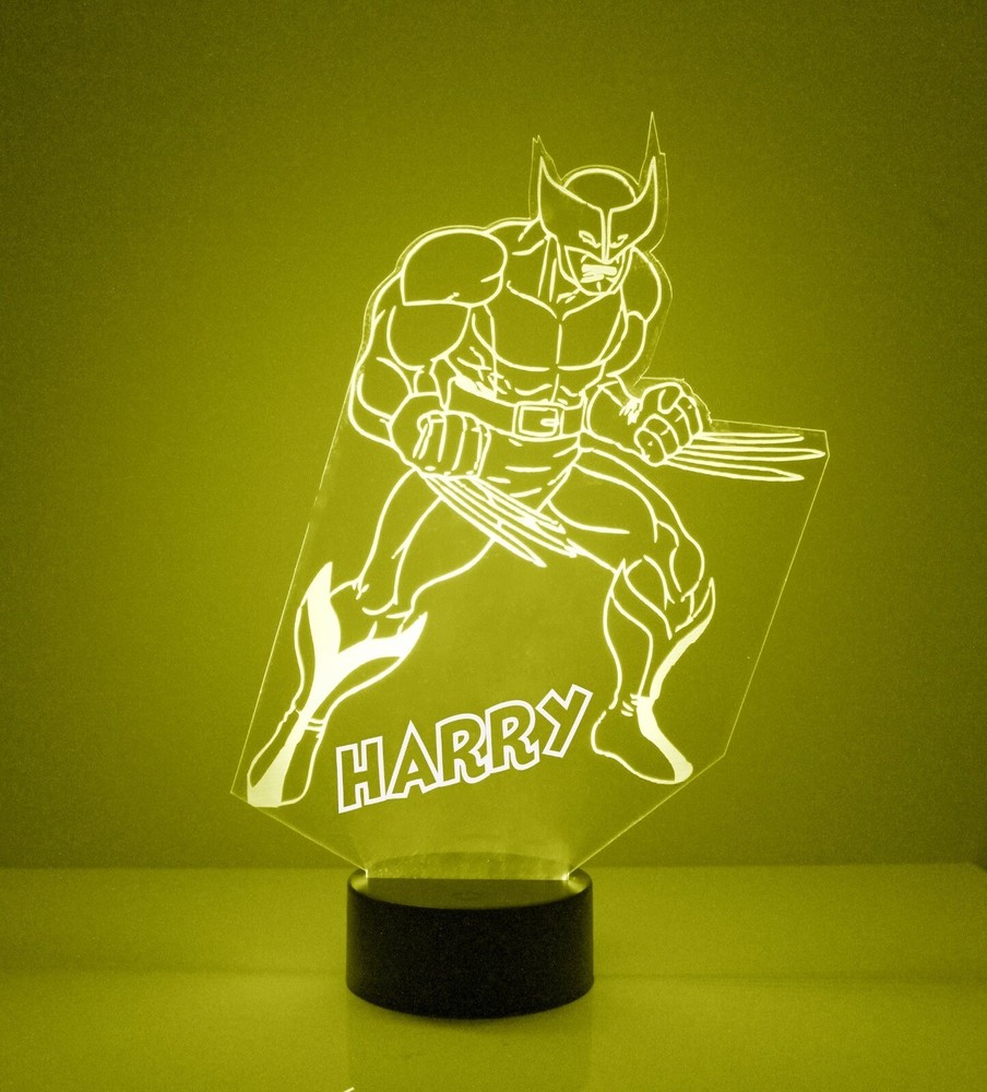 Wolverine X-Men Light Up, Personalized FREE, LED Night Light Lamp + Remote