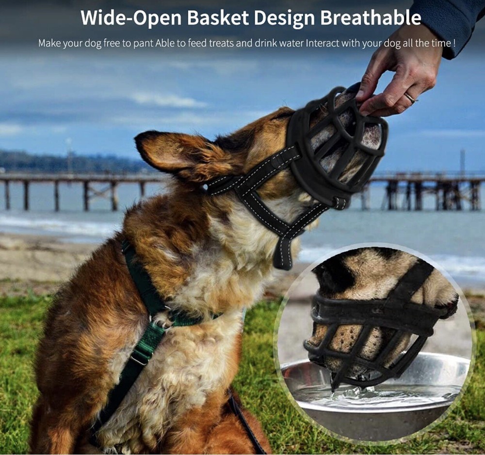 Barkless Dog Muzzle Soft Basket Silicone Prevent Biting Chewing Barking Size 2