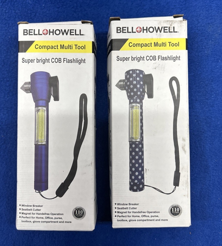 Bell Howell Multi Tool Window Breaker Magnet Flashlight Seatbelt Cutter Set Of 2