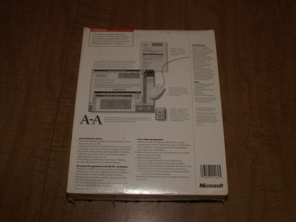 Windows 3.1 upgrade sealed package unused computer operating system microsoft OS